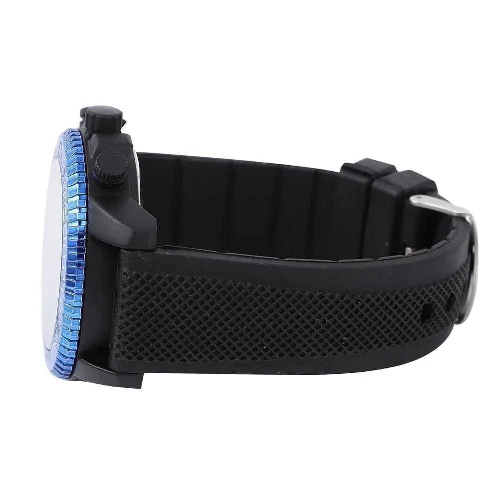 STRADA Watch with Black, Blue False Chronograph Dial and Black Silicone Strap